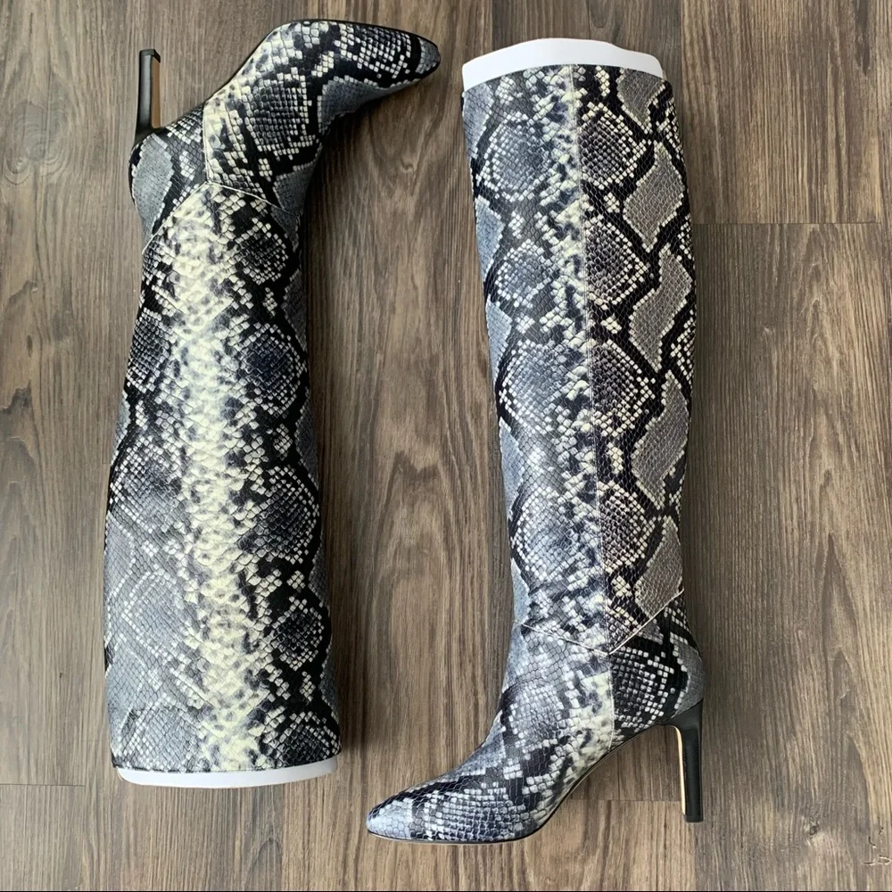 Marc Fisher NWT Zadia2 Animal Print Knee Heeled Boots - Picture 3 of 14